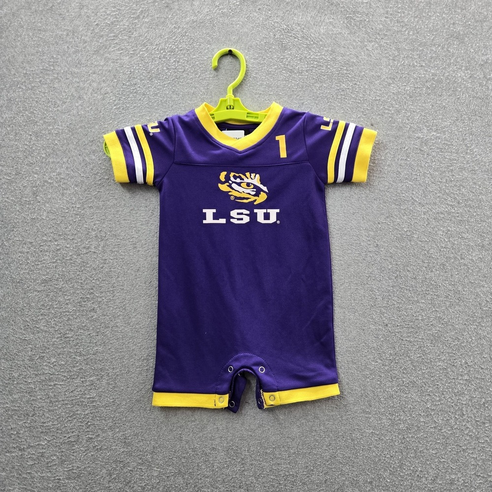 LSU Tigers Bodysuit Infant 6-12 MOS. Purple Colosseum Tiger Logo Team